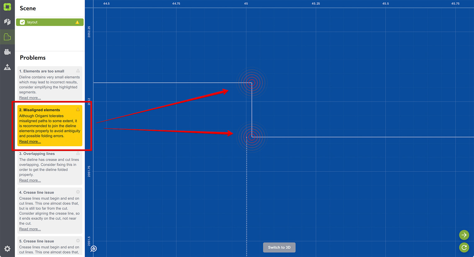 Misaligned elements on the path